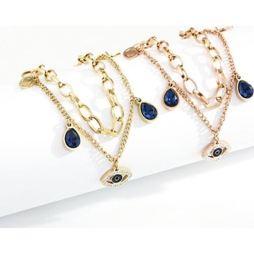 316l Stainless Steel Devils Eye Crystal Zircon Simple Personality Multilayer Titanium Steel Wedding Bracelet No Fade