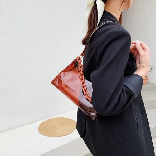 Fashion Womens Bag Women Transparent Acrylic Chain Shoulder Underarm Bag Casual Ladies Business Daily Party Small Handbags