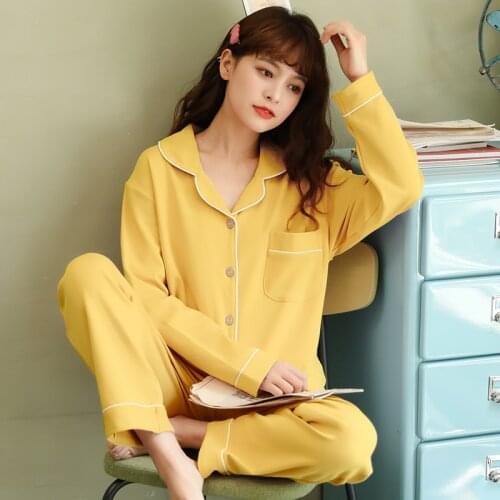 2021Spring and Autumn New Womens Pajamas Cardigan Pure Cotton Long-sleeved Ladies Home Wear Sleep Tops Pijamas Women Sleepwear
