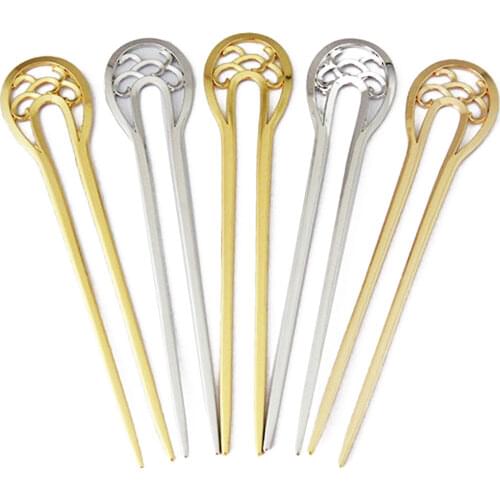 Simple Vintage U-shaped Hollow Metal Hairpin Women Handmade Hair-texture Hair Stick Hair Styling Tool Headwear