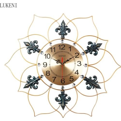 Simple Retro Wrought Iron Wall Clock Nordic Creative Home Livingroom Mute Wall Metal Clocks 3D Wall Sticker Mural Quartz Clock