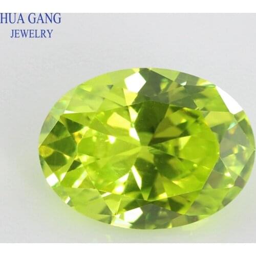 Size 2x3~15x20mm Oval Shape Cut 5A Apple Green CZ Stone Synthetic Gems Cubic Zirconia For Jewelry Wholesale Free Shipping