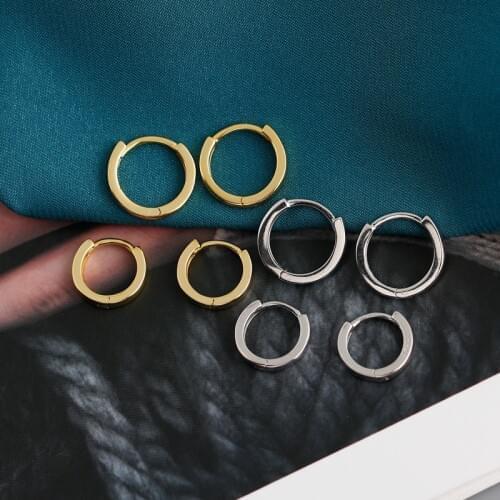 Real 925 Sterling Silver Round Hoop Huggies Earrings For Fashion Women Party Fine Jewelry Hiphop Minimalist Accessories