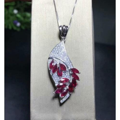 Deluxe 925 sterling silver, natural Ruby necklace pendant, precious jewels, exquisite birthday gift party
