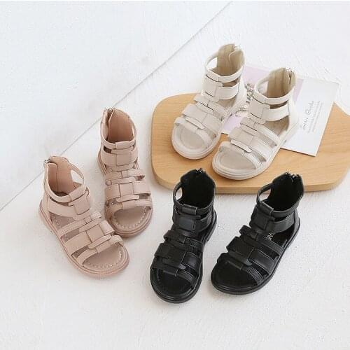 Kids Baby Girl Sandals Summer Children Shoes Soft Sole Princess Shoes Fashion Zipper Low Heel Flat Girl Boots Sandals