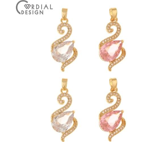 Cordial Design 30Pcs 13*26MM Jewelry Findings & Components/CZ Pendant For Necklace/Hand Made/Jewelry Accessories/DIY Charms