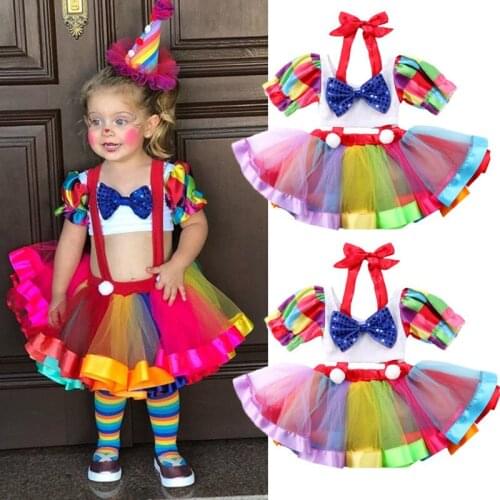 New Toddler Infant Child Kid Baby Girl Party Crop Tops Suspender Chiffon Dress Colorful Outfits Festival Clothes 1-6T