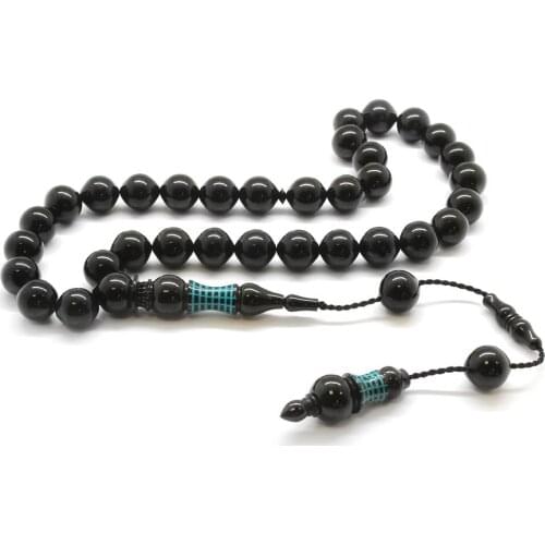 Tesbihane Caliper İşçilikli İmamesi Turquoise Embroidered Istanbul Cut Erzurum Oltu stone Rosary