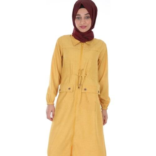 Fronting Through-hole Zipper Hijab Trenchcoat Women Clothing Winter Women Clothing Winter İstanbulstyles Islamic Women 'S Long Jacket Women 'S Jacket