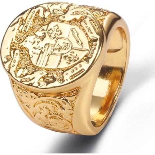 Women Rings Geometric Shield Pattern Stainless Steel Rings Gold Plated Couple Wedding Ring Gift for Girlfriend Fashion Jewellery