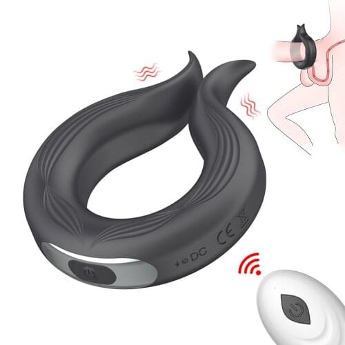 Vibrating Penis Ring Silicone Cock Ring Vibrator Dick Erection Sperm Lock Delay Ejaculation Sex Toys For Men USB Trainer