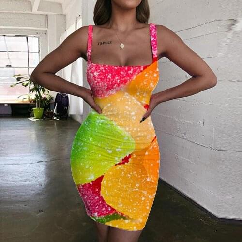 KYKU Brand Candy Dresses Women Colorful Ladies Dresses Rainbow 3d Print Gradient Vestido Sexy Womens Clothing Club Beach Boho