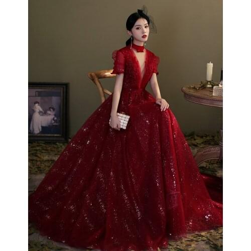 CloverBridal Tulle A-line Short SleevesWomen Prom Dress Female Nightclub Birthday Wedding Party Dresses платье на выпускн WP9818