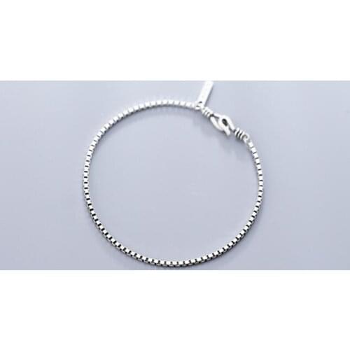 1pc Authentic REAL. 925 Sterling Silver Fine Jewelry Box chain Bracelet Gift Length 17.8CM Women men GTLS807