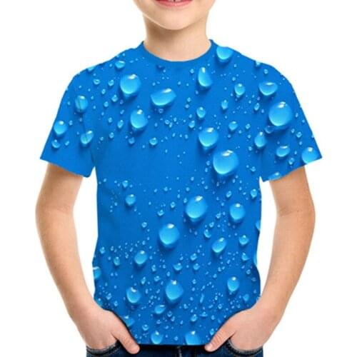 2020 Summer Children Fashion 3D T-shirt Boys Girls Colorful Drop Of Water Leaves Printing T shirt Kids Pullover Tshirts 4-13Y