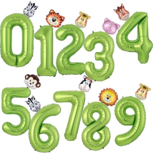 40inch Fruit green Number foil Balloons Monkey Giraffe Zebra Animal Balloon Figure 1 2 3 Year Kid Boy Girl Birthday Party Decor