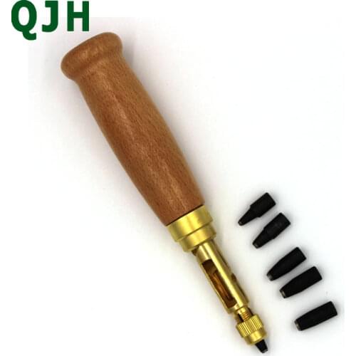 5 Hole Sizes Automatic Belts Screw Punch Mute Rotary Punching Steel Belt Hole Leather Craft Tools Hole Punchers Cutter Sewing