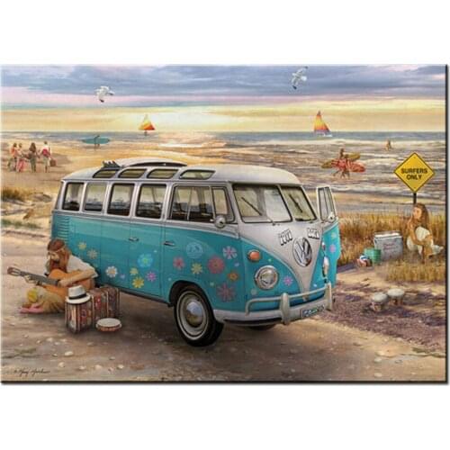 5D Diamond Painting Love Happy Cartoon Bus Cross Stitch Rhinestones Diamond Embroidery Landscape Mosaic Handicraft k1163