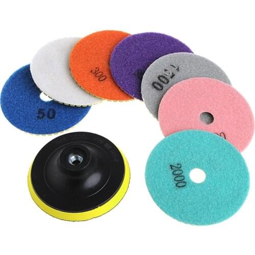 8Pc Diamond Polishing Pads 3\"/4\" Granite Marble Concrete Stone Grinding Discs K9FA