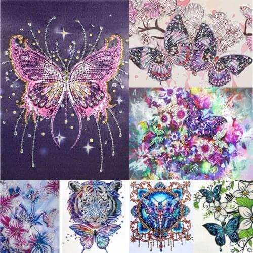 Special Shaped Diamond Painting DIY 5D Partial Drill Cross Stitch Butterfly Flower Crystal Rhinestone Home Decoration