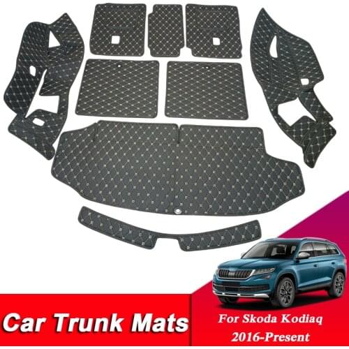 Car Styling Custom Trunk Mat For Skoda Kodiaq 2016-Present 5seats&7seats Leather Auto Cargo Liner Mat Pad Internal Accessories