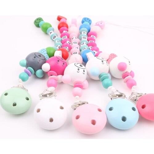 Baby Pacifier Clip Chain Infant Boys Girls Cute Cartoon Bear Letters Toys Teether Pacifier Chain Holder Baby Nipple Feeding