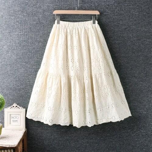 4 Colors -- Lamtrip 2021 Spring A-Line Gothic Hollow Out Embroidery Layer Long Skirt Vintage Saia Mori Girl