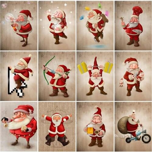 EverShine Diamond Embroidery Full Square Santa Claus Rhinestones Art Diamond Painting Cartoon Cross Stitch Christmas Needlework