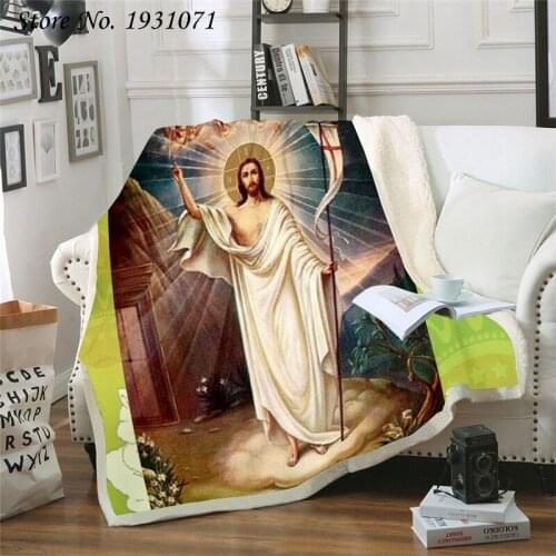 Religion Jesu 3D Printed Fleece Blanket for Beds Thick Quilt Fashion Bedspread Sherpa Throw Blanket Adults Kids 03