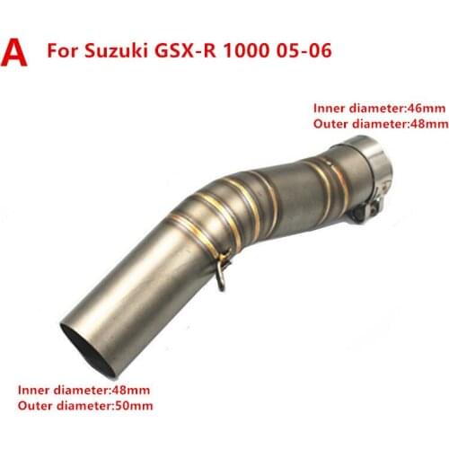 Motorcycle 51MM Exhaust Muffler Mid Link Pipe Elbow For Suzuki GSX-R 600 750 1000 2005-2015