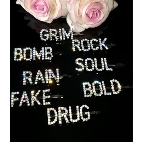 Beautiful Rhinestone Hair Pins Barrettes Women Elegant Crystal Word Hairclips Bobby Pins Popular Hair Accessories WHOLESALE