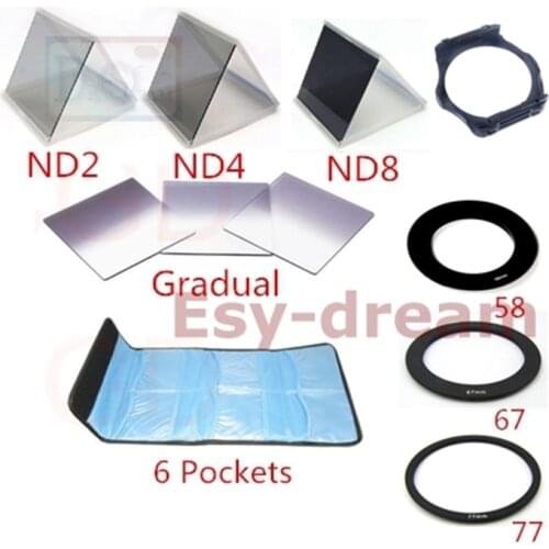 58/67/77mm Landscape Full + Gradient Graduated Neutral Density ND2 ND4 ND8 Square Rectangle Filters for Cokin P Series