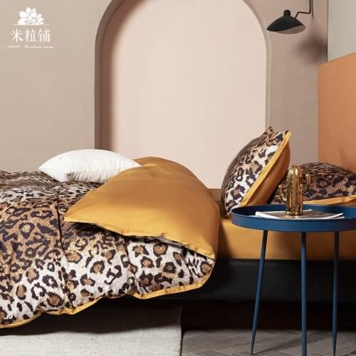 Leopard Print Bedding Set King Size Luxury Egyptian Cotton Duvet Cover Bed Set For Home Pillowcase