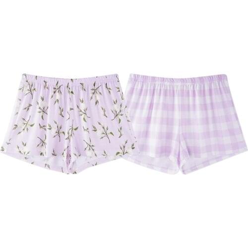 Summer Print 2pcs Sleep Night Shorts Elastic Waist Simple Loose Sleepwear Bottoms Home Clothes 2019