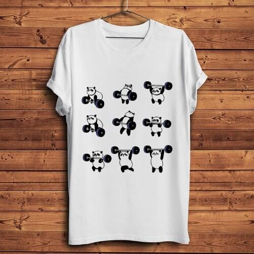 Cute yoga Panda funny t shirt men summer white casual short sleeve Weightlifting panda tshirt homme unisex streetwear t-shirt