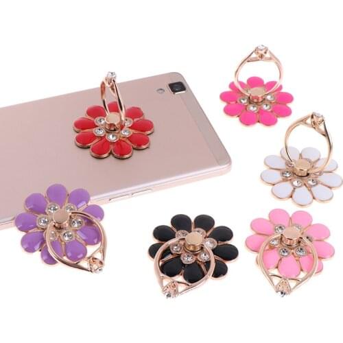 Reusable Mobile Phone Holder Flower Finger Ring Smartphone Colorful Metal Stand Holder Phone Holder Stand For All Phone
