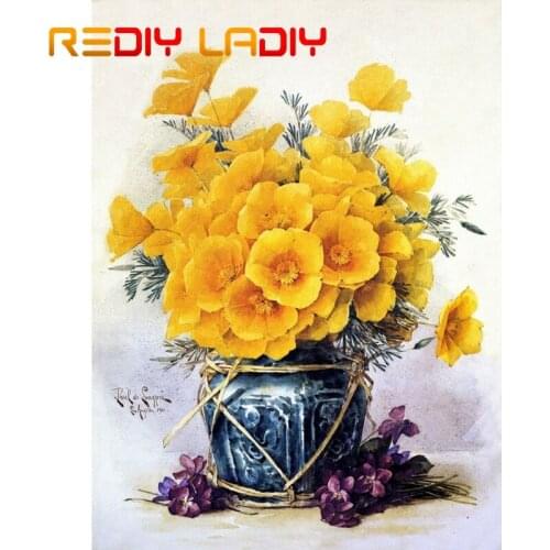 DIY Beaded Embroidery Kit Yellow Poppy Needlework High Quality Beads Partial Crystal Beaded Cross Stitch Hobby & Crafts Beadwork