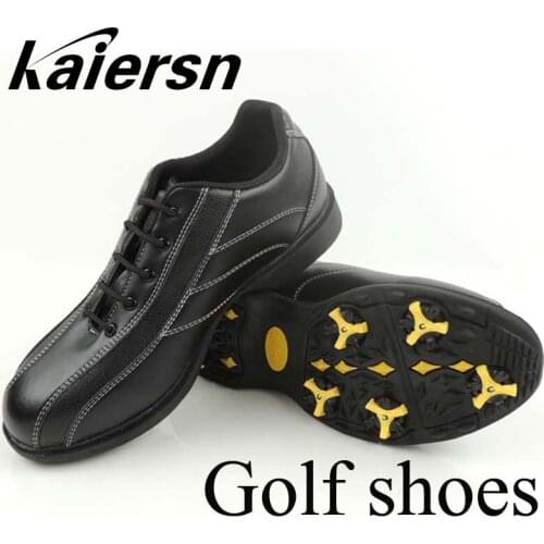 New Kaiersn Professional Mens golf shoes golf Sneakers waterproof golf sport shoes with spikes black color Top quality