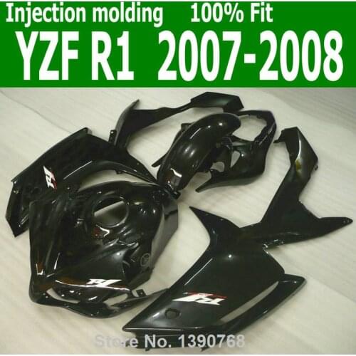 Injection mold Fairings For YAMAHA YZF R1 07 2008 08 ( Pure black ) Fairing kit +7gifts CQ118