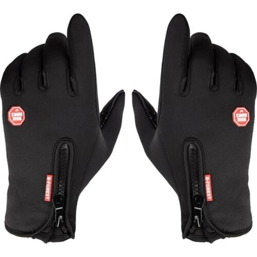 Gloves Thermal Warm Full Finger Glove Anti-Skid Mitten for Cycling Motorcycling Outdoor Sports Black