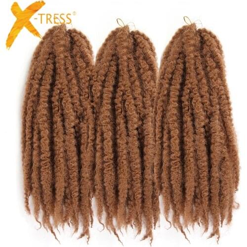 Medium Brown Red Pink Color 18inch Crochet Braids Afro Kinky Braiding Hair Marley Braid Women Synthetic Hair Extensions X-TRESS