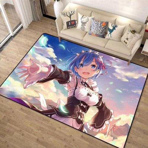 Rem Re:Zero Rem Starting Life in Another World Doormat Rug Floor Carpet Bedroom Non-slip Mat Boy Girl Play Cartoon Gift Anime
