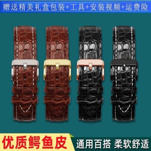 Genuine Leather Crocodile Skin Watch Band Mens Watch Strap for Armani Tissot Fossil Citizen Huawei Watch Bracelet 22mm