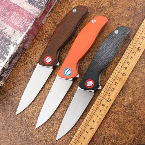 NINE THORN fin F3 folding knife D2 blade titanium + Mikata G10 handle camping hunting survival pocket fruit knife EDC tool