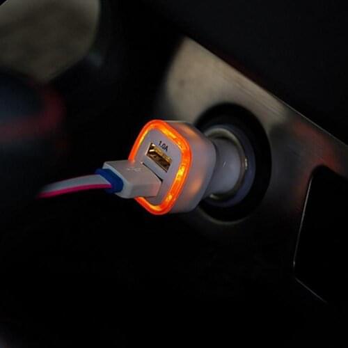 Universal Portable LED Light Ring Quick Charge Dual USB Port Car Charger Adapter Interior Parts Cigarette- Lighter