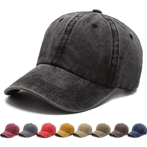 Vintage Washed Cotton Baseball Cap Snapback Hat Spring Autumn Cap Pure Color Cowboy Hip Hop Hat Adjustable Trucker Denim Dad Hat