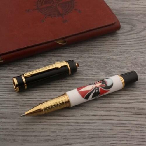 1 Pc High Quality Office Classic Bright Yellow Red White Black Golden Trim Metal Rollerball Pen