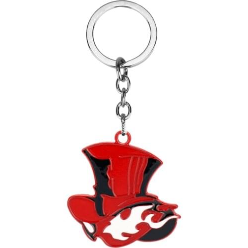 Japanese Game Persona 5 P5 Keychain Take Your Heart Logo Red Hat Key Chain for Women Men Car Keyring Choker Souvenir Gift
