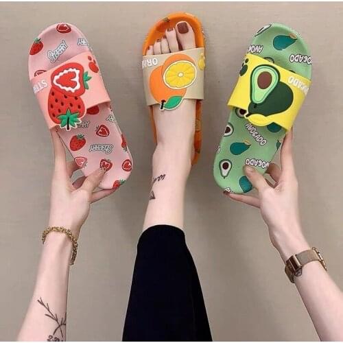 Womens New Fruit Slippers Summer Wear Fashion Net Red Sandals Casual Indoor Soft Bottom Sandals and Slippers