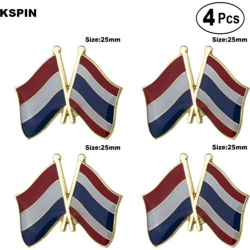 Netherlands & Thailand Friendship Flag Pin Lapel Pin Badge Brooch Icons 4pcs